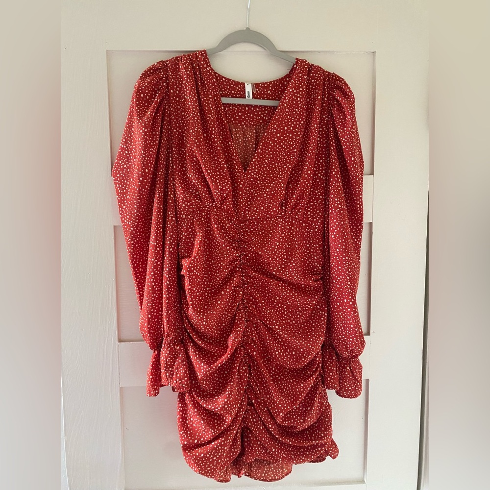 red/white polka dot dress